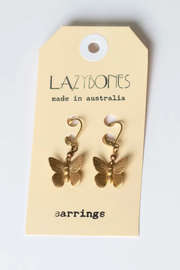 Brass Butterfly Earrings