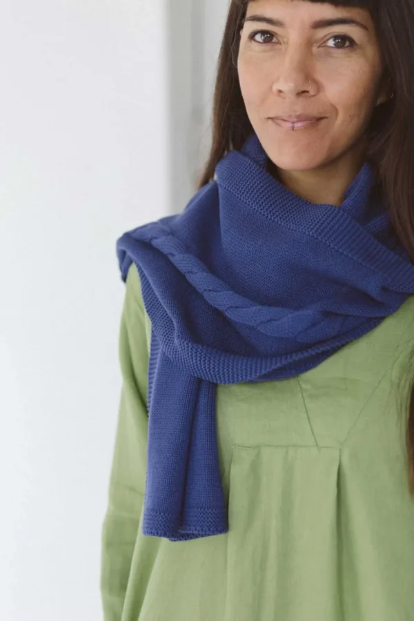Cable Scarf Indigo *Organic Cotton