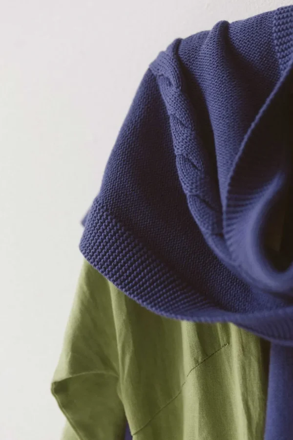 Cable Scarf Indigo *Organic Cotton