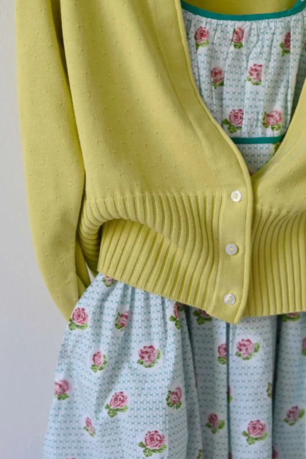 Carly Cardigan In Muted Lime *Organic Cotton