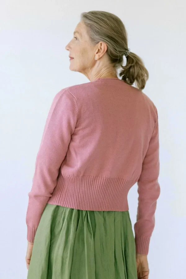 Carly Cardigan In Old Rose *Organic Cotton