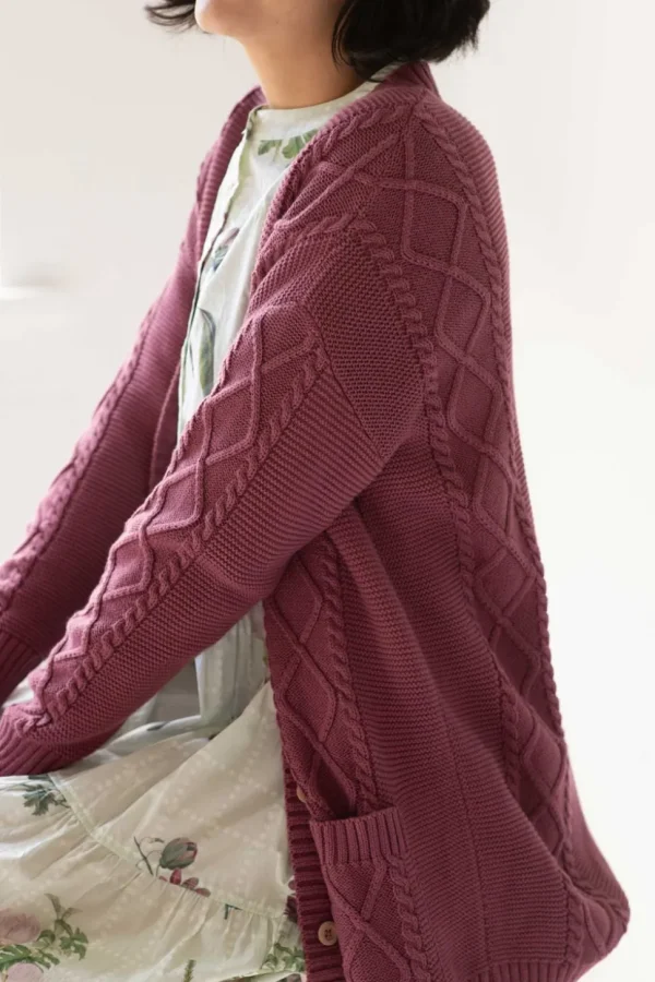 Charli Cardigan Mulberry *Organic Cotton