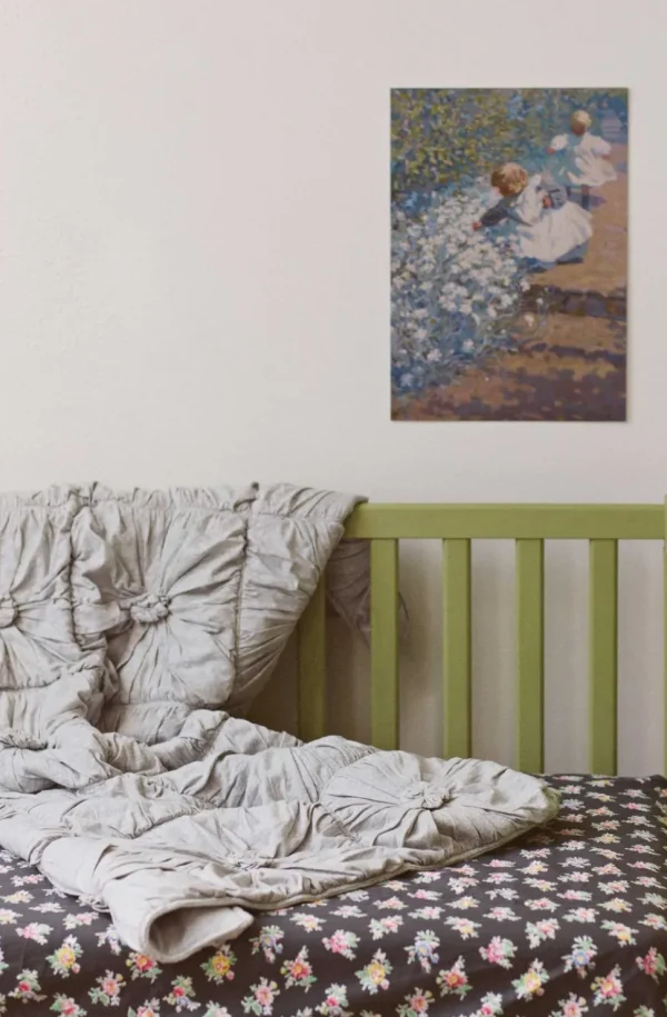 Cot Quilt Rosette Grey Marle *Organic Cotton