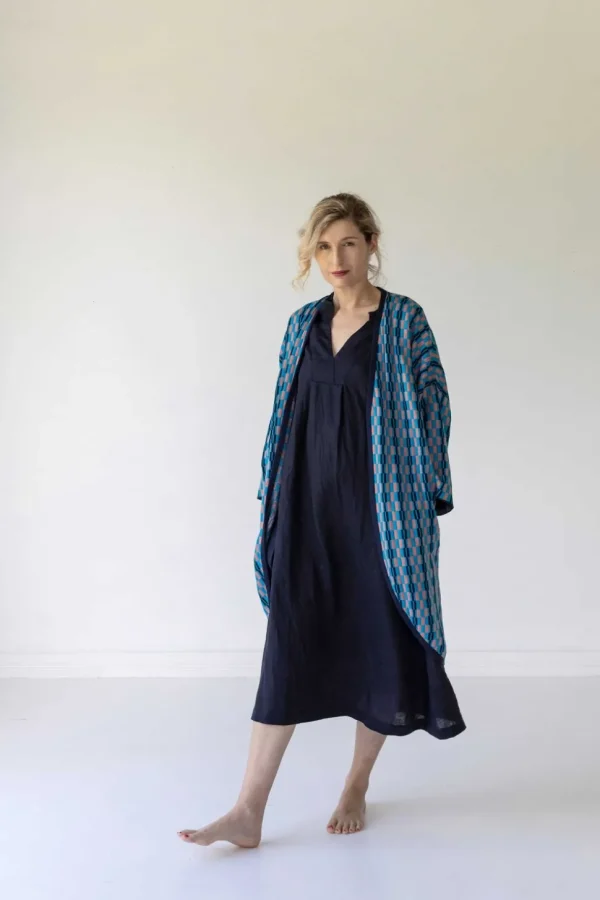 Emma Linen Dress In Dark Navy