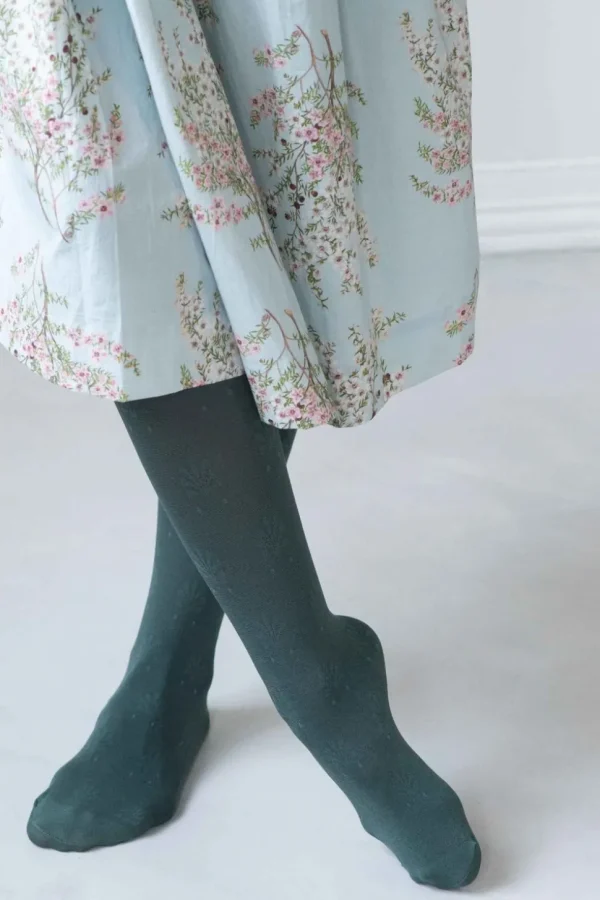 Fleur Teal Cotton Tights
