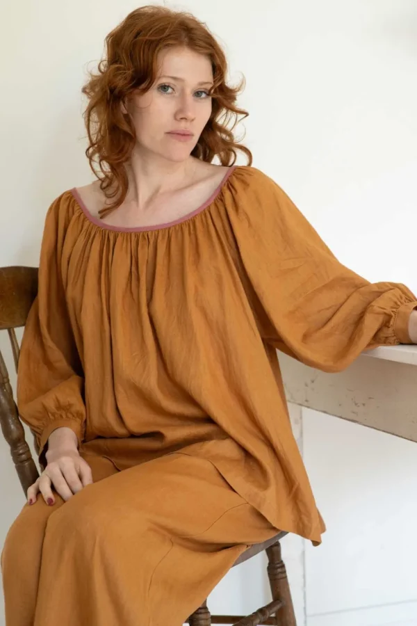 Hetti Linen Top Caramel