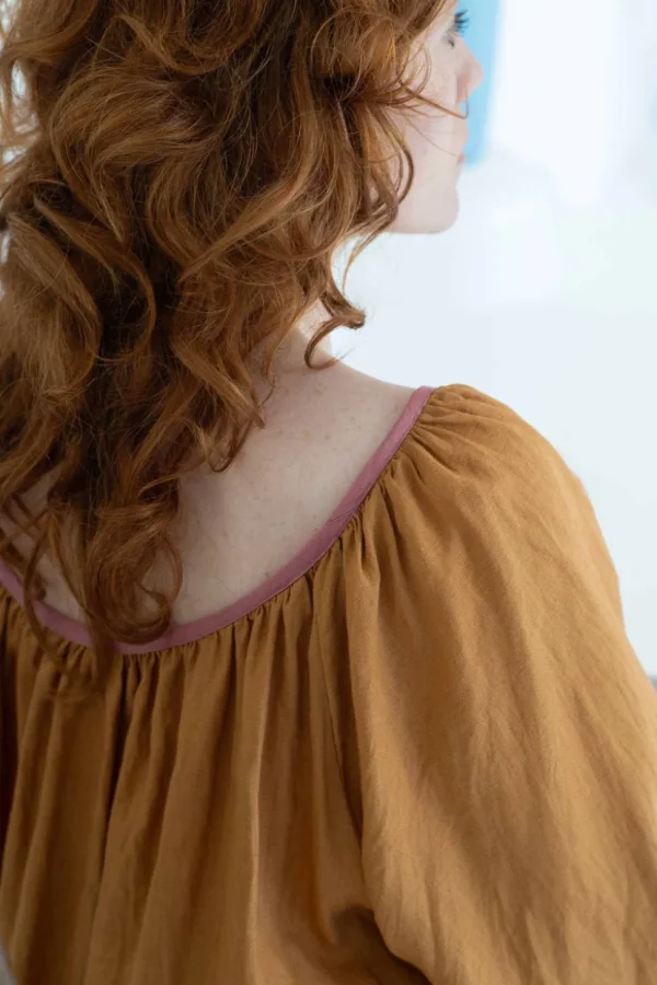 Hetti Linen Top Caramel