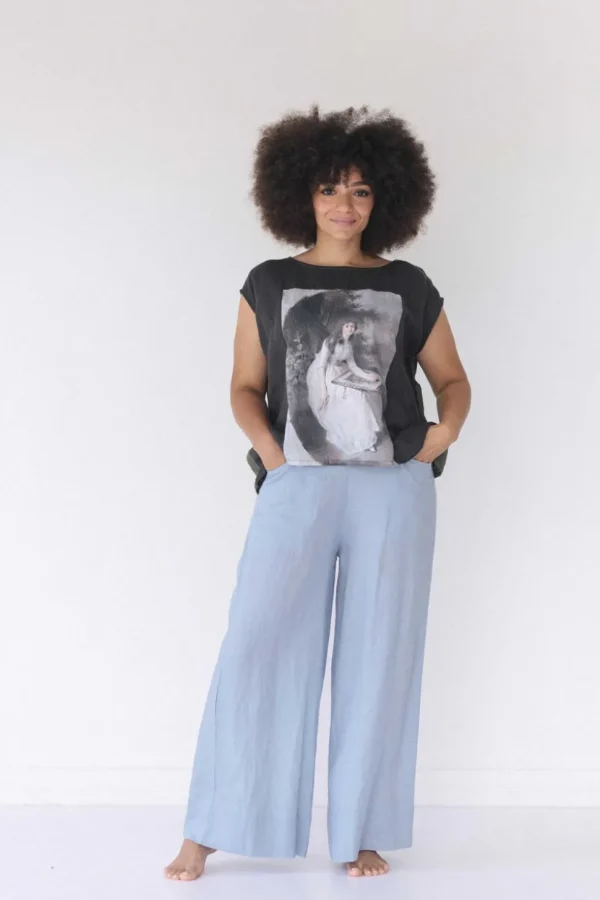 Ollie Linen Pant In Sky