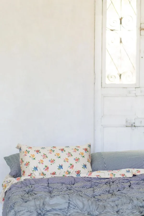 Pillowcase Set In Charcoal Stripe *Organic Cotton