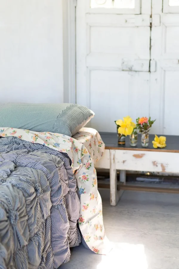 Rosette Quilt In Charcoal Stripe *Organic Cotton